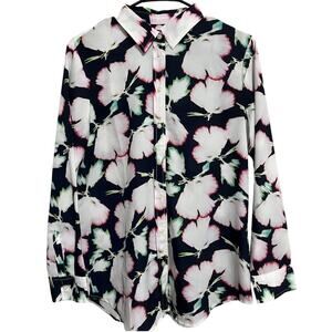 Banana Republic Womens Medium Petite Sheer Long Sleeve Collar Button Down Shirt